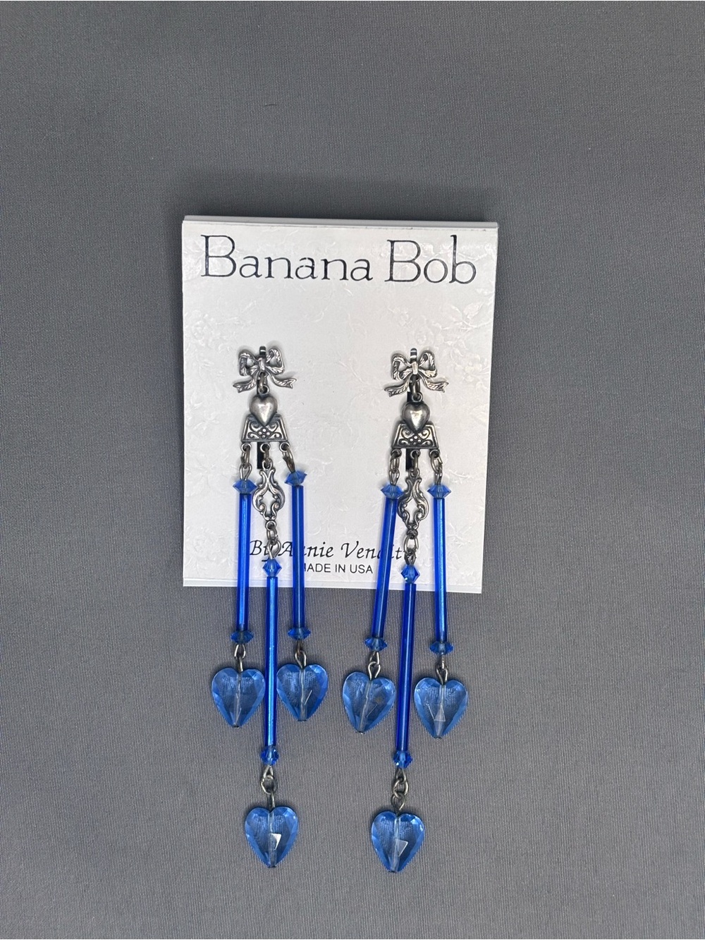 Banana Bob Blue Heart Drop Earrings